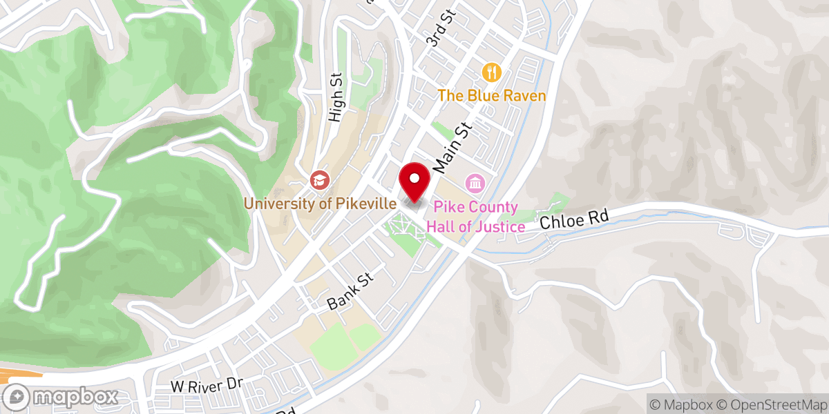 Map showing location of Pikeville United Methodist Church