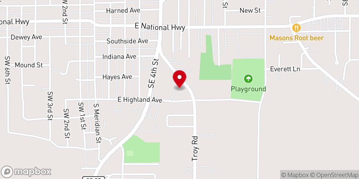 Map showing location of Grace Baptist Church