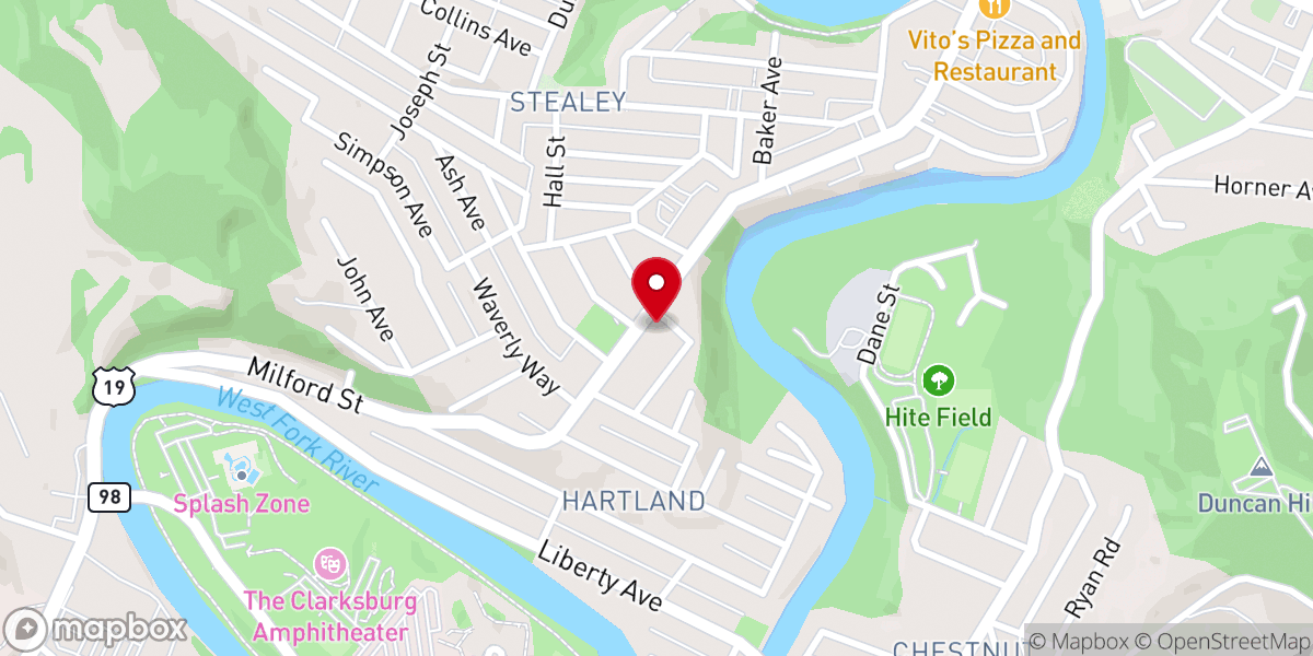 Map showing location of Stealey United Methodist Church