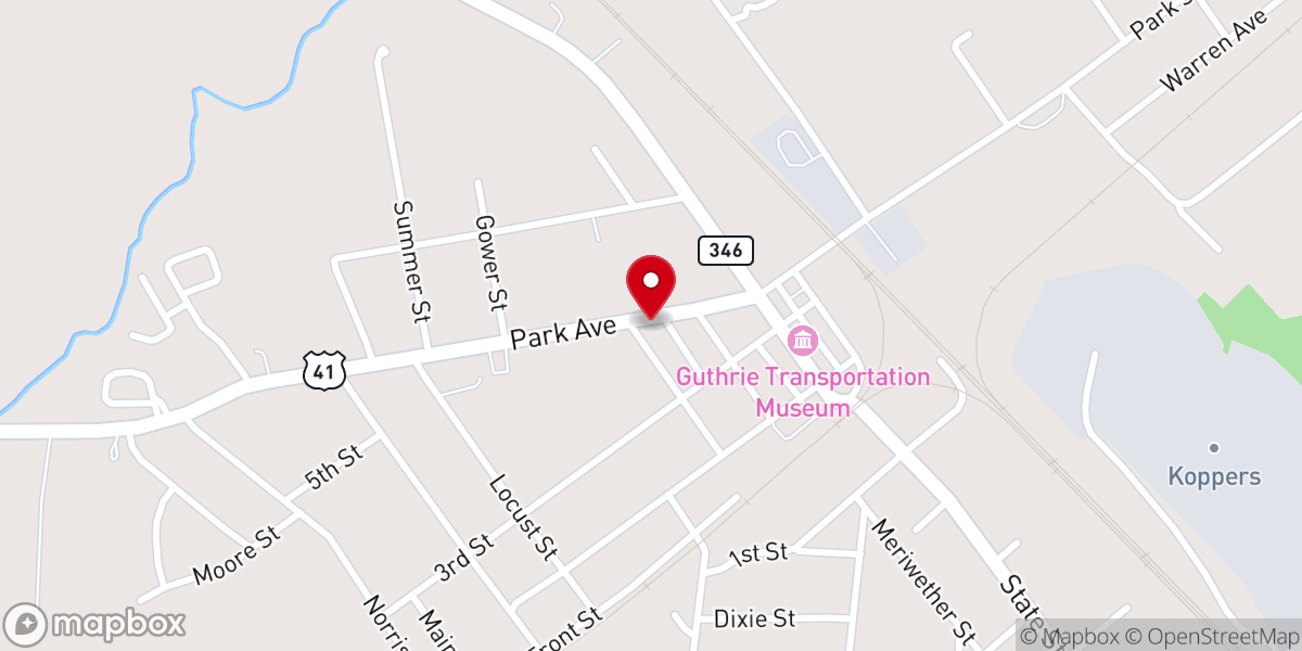 Map showing location of Guthrie Baptist Church