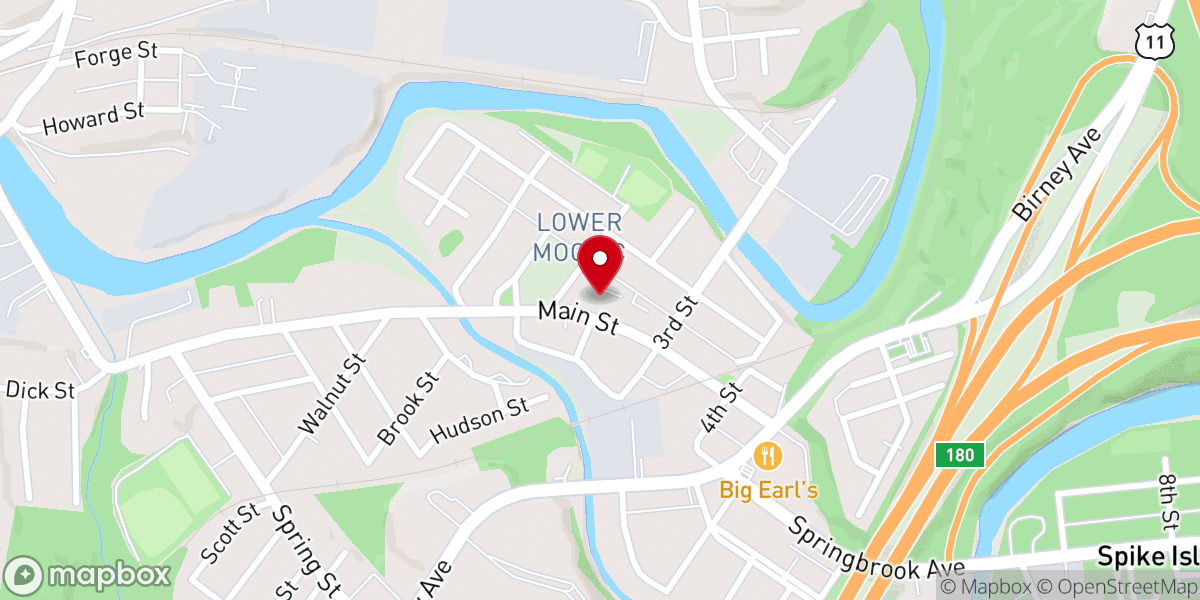 Map showing location of Moosic United Methodist Church