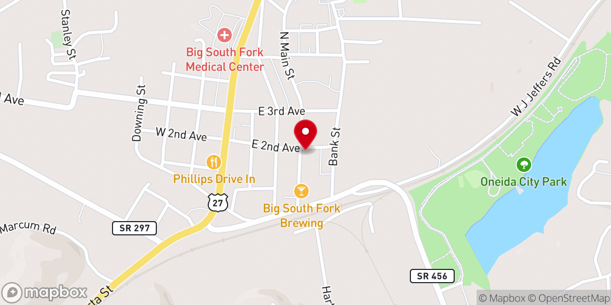 Map showing location of First Baptist Church Oneida