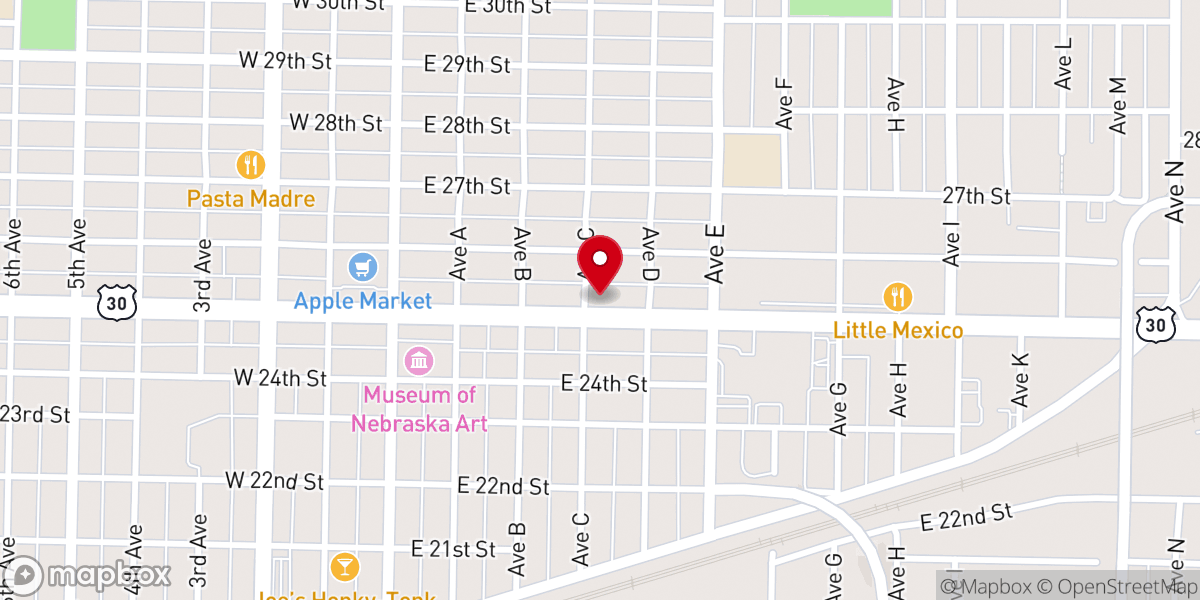 Map showing location of Kearney Church of Christ