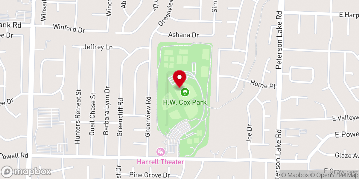 Map showing location of H.W. Cox Park