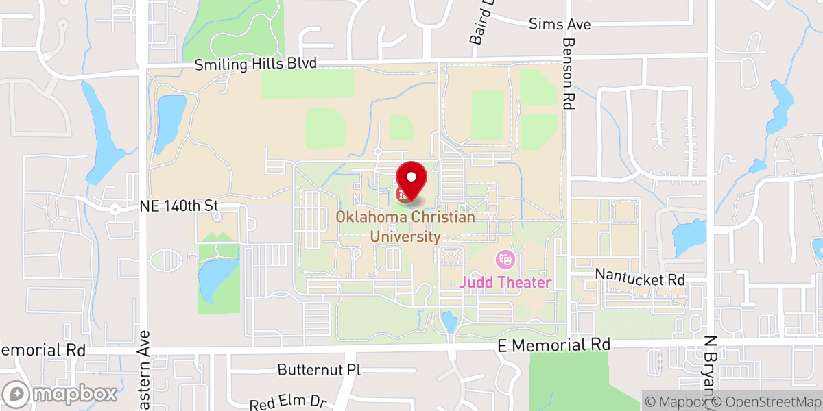 Map showing location of Oklahoma Christian University