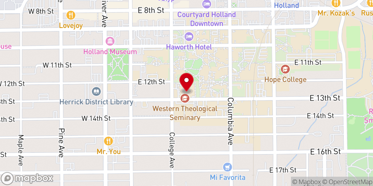 Map showing location of The Western Theological Seminary of the Reformed Church in America
