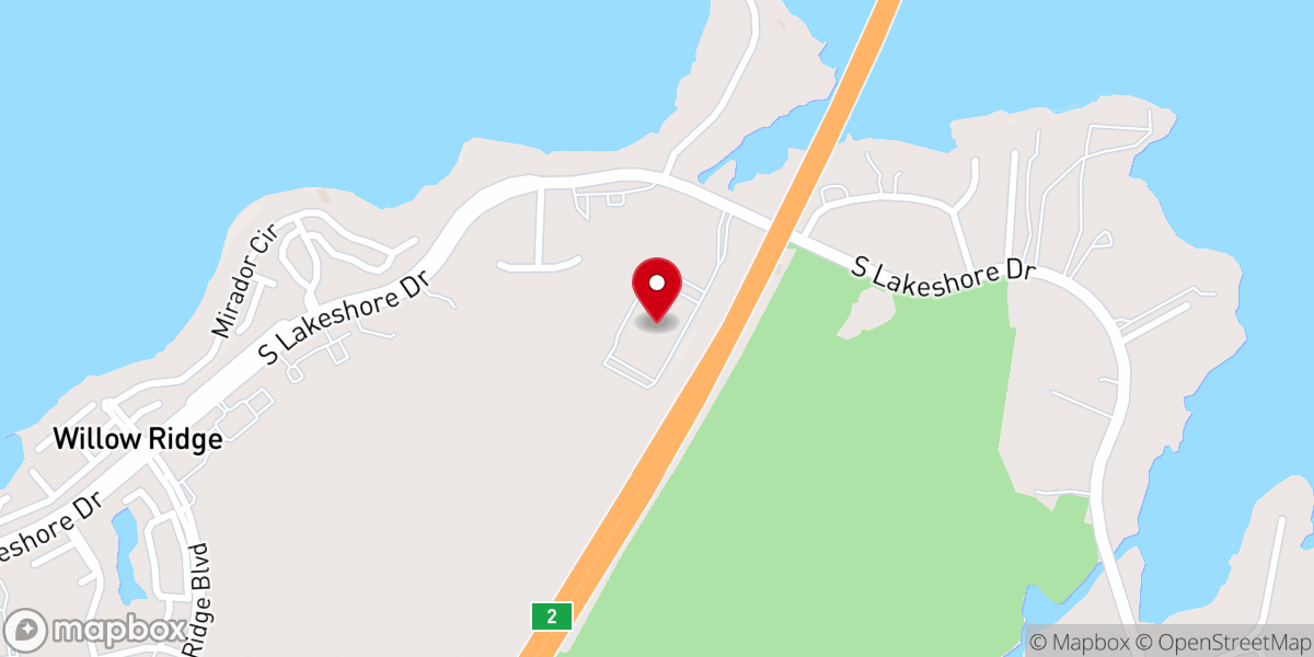 Map showing location of Willow Point Baptist Church