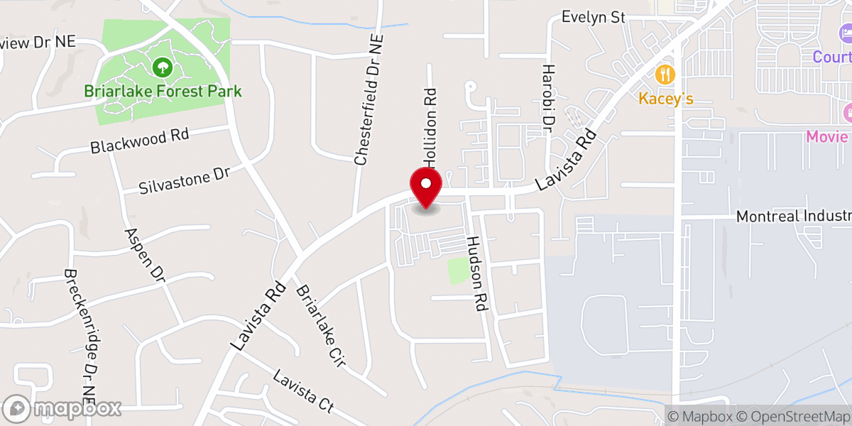 Map showing location of Briarlake Church