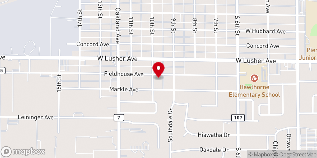 Map showing location of Iglesia Elim Elkhart