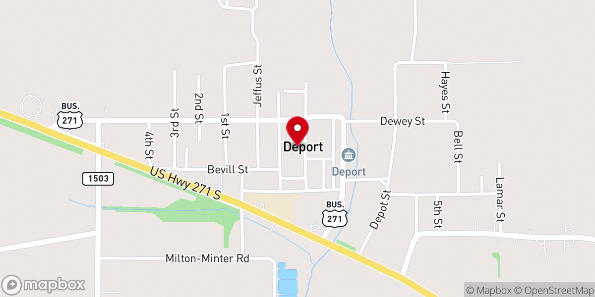 Map showing location of Deport First United Methodist Church
