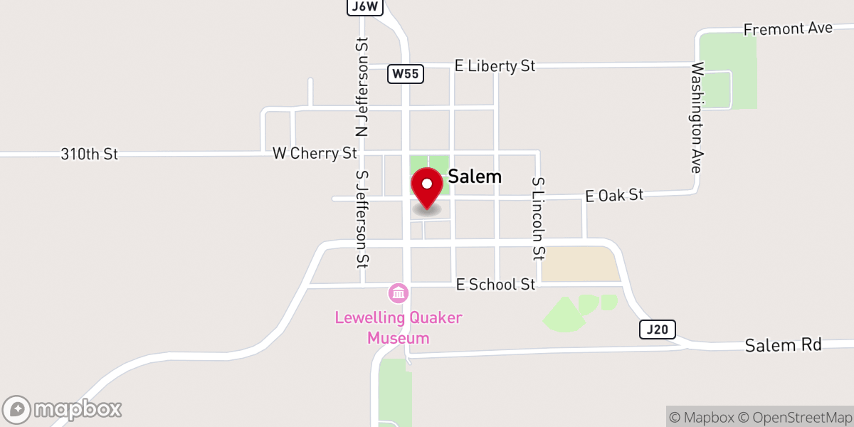 Map showing location of Salem Congregational Church