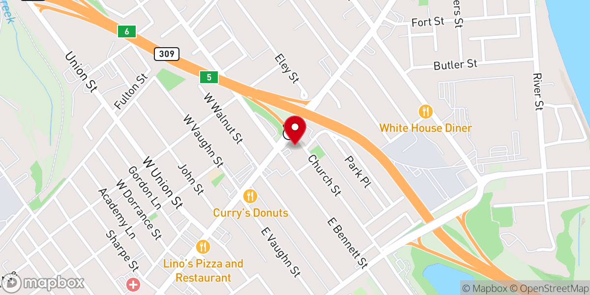 Map showing location of Holy Trinity Lutheran Church