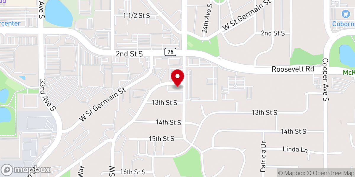 Map showing location of Fellowship Bible Church, St Cloud, MN