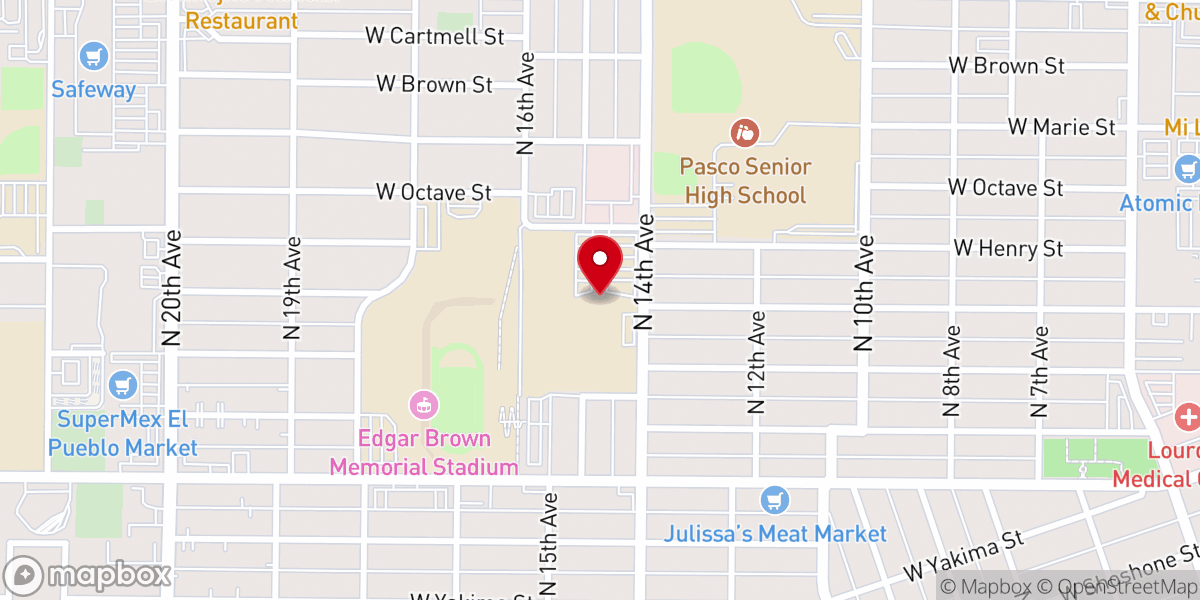 Map showing location of St Patrick Catholic Church--Pasco