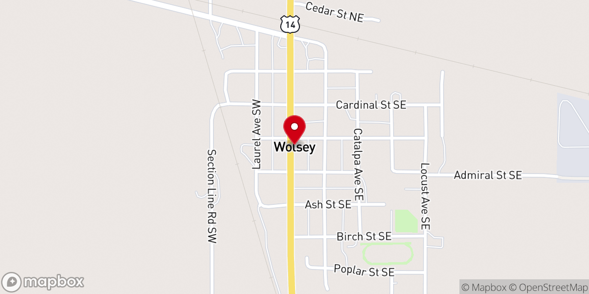 Map showing location of Wolsey
