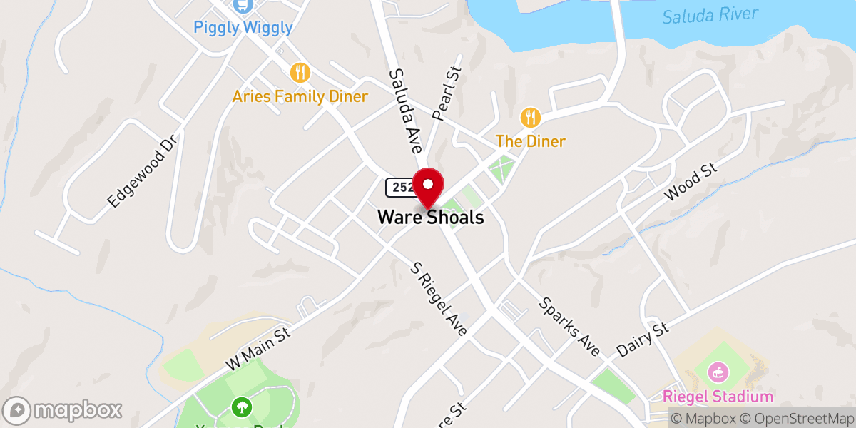 Map showing location of Ware Shoals