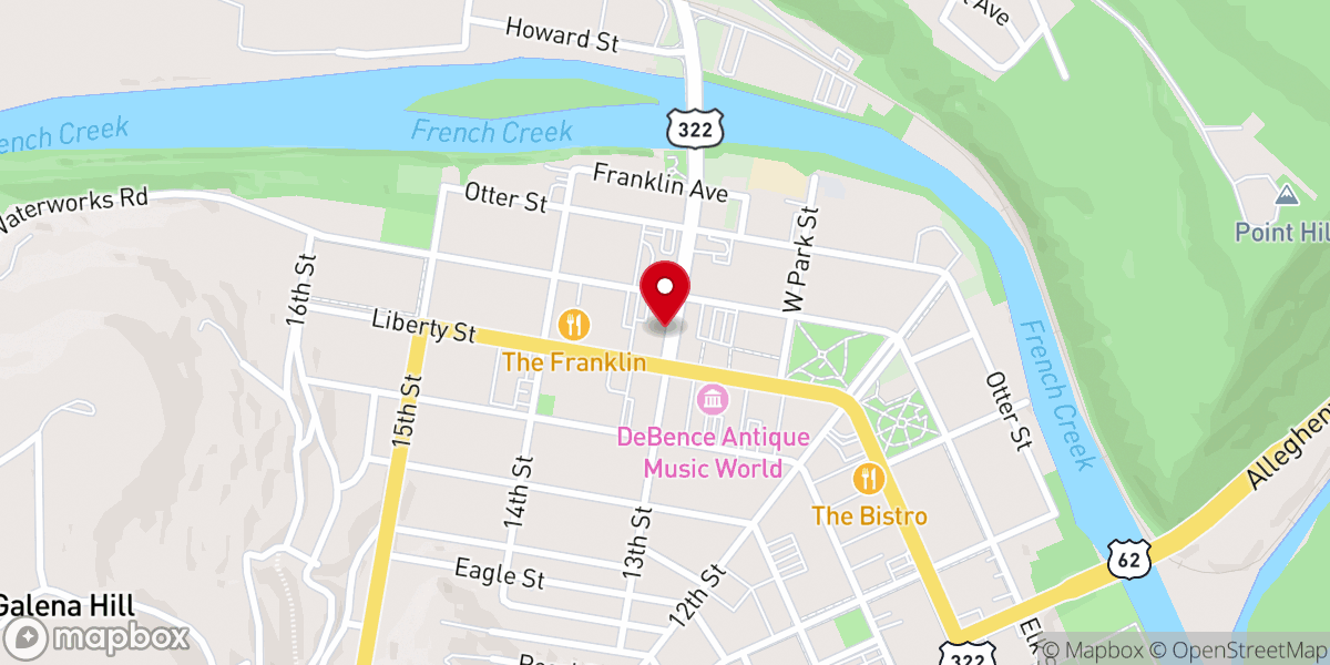 Map showing location of Franklin Foursquare Church