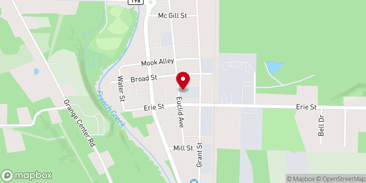 Map showing location of Gospel Tabernacle of Meadville