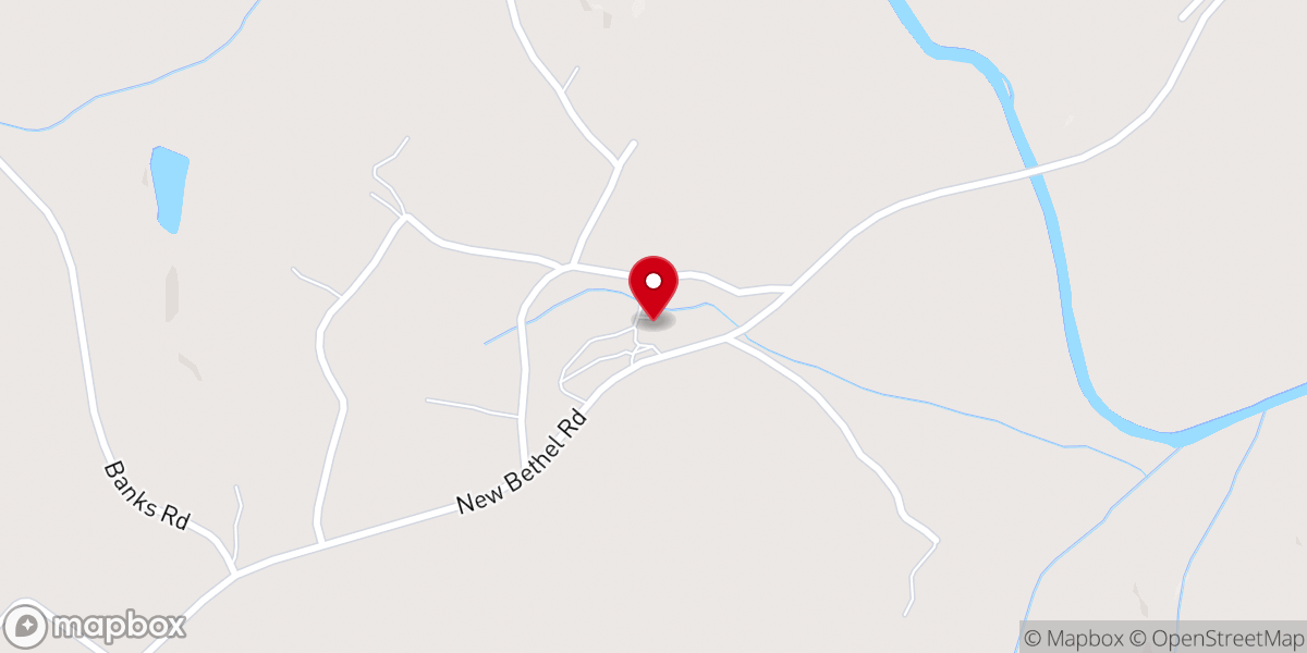 Map showing location of New Bethel Baptist Church