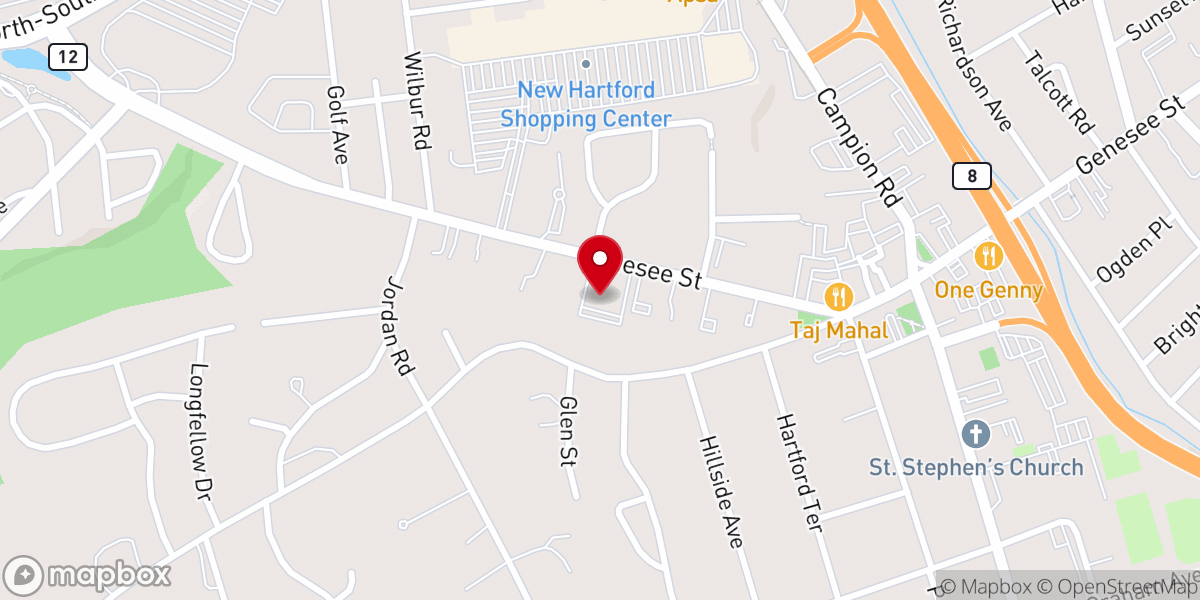 Map showing location of First United Methodist Church of New Hartford