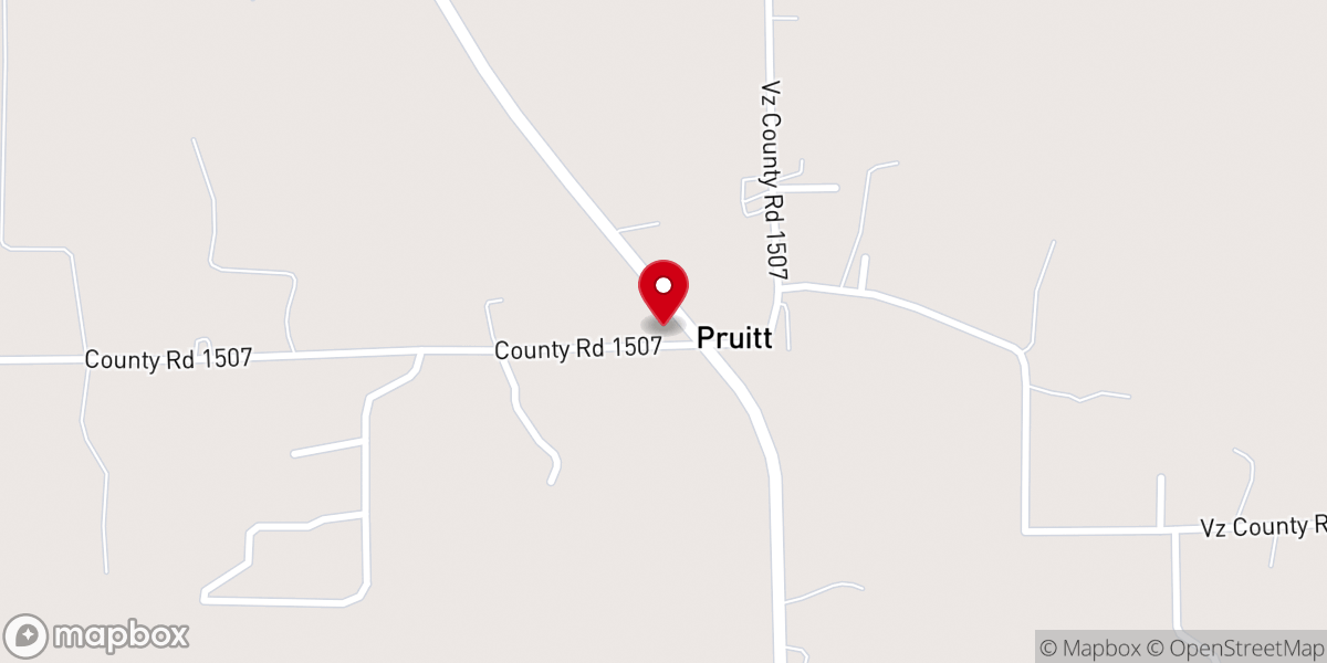 Map showing location of Pruitt Baptist Church