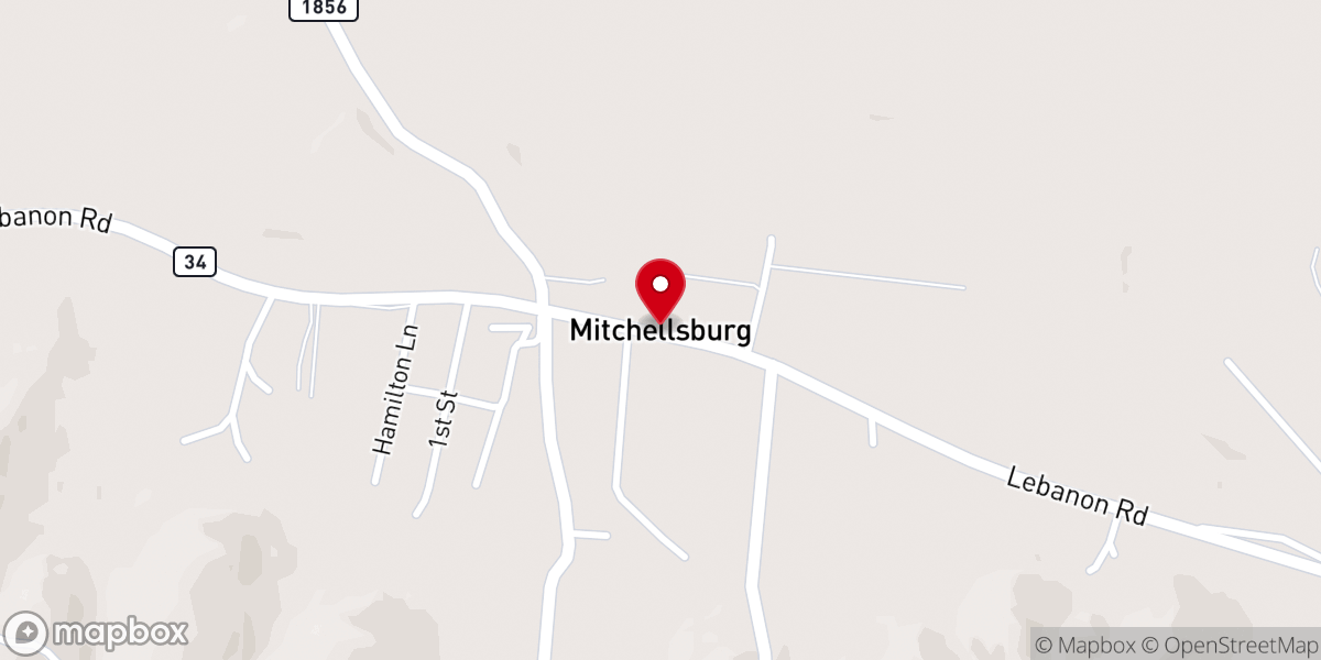 Map showing location of Mitchellsburg