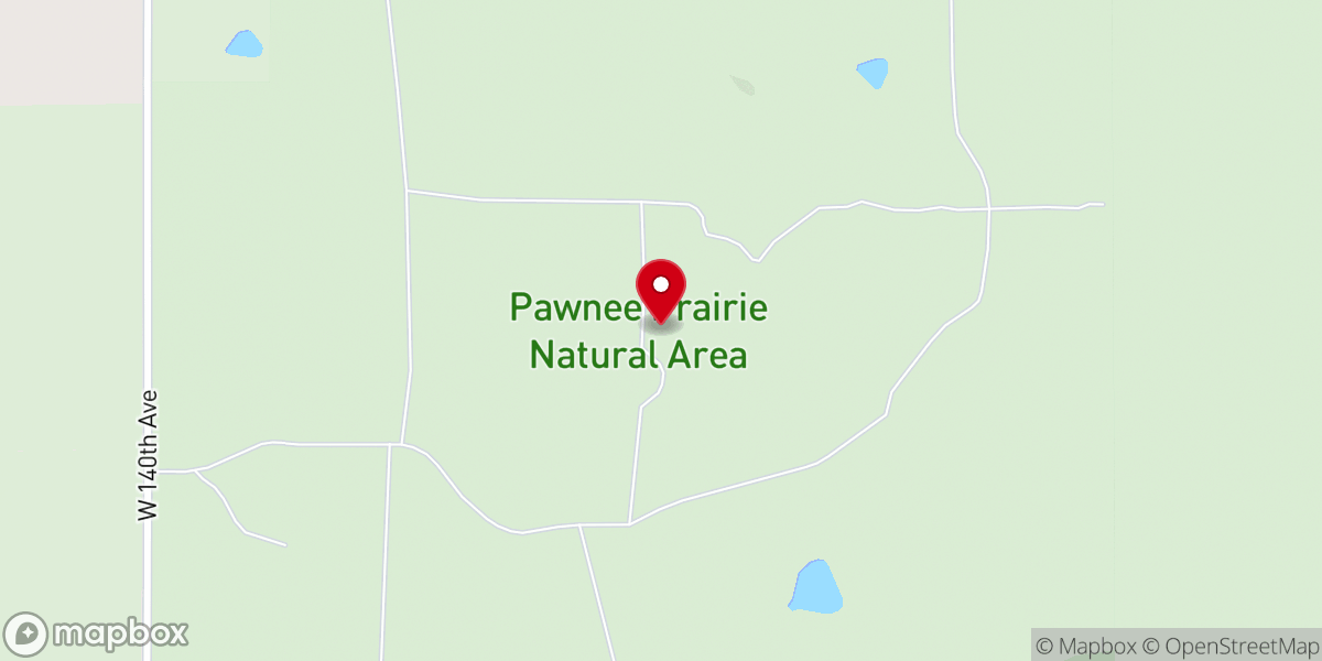 Map showing location of Pawnee Prairie Natural Area