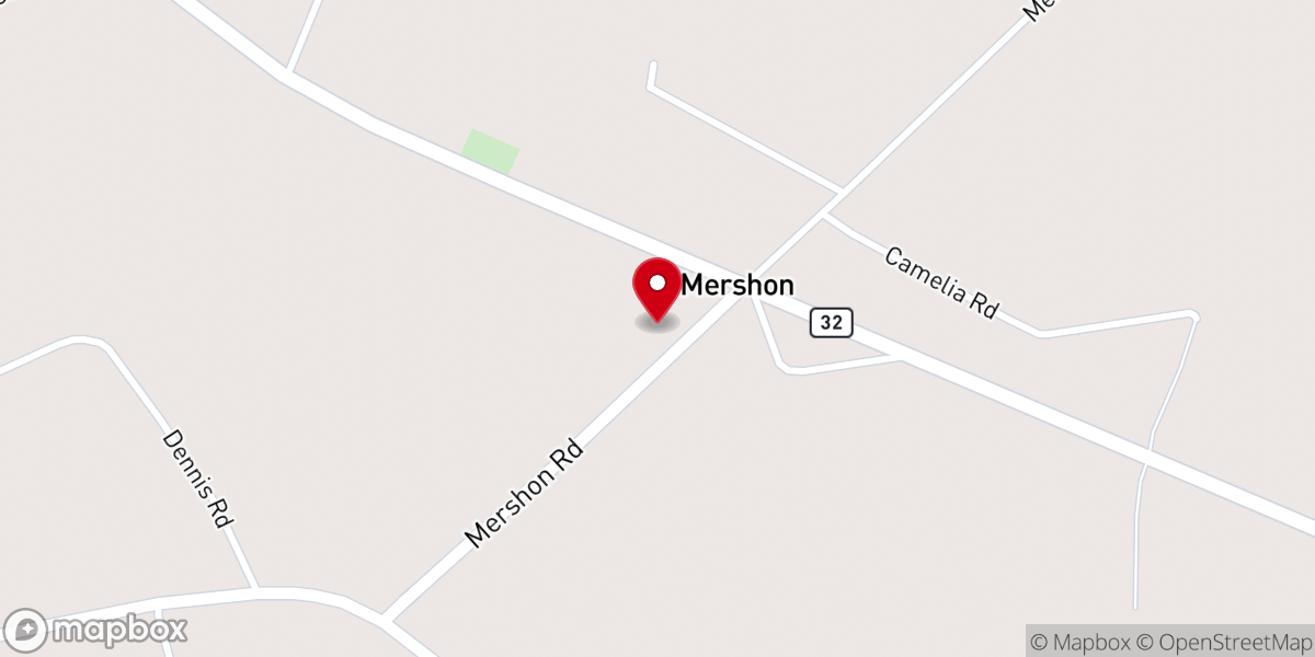 Map showing location of Mershon Baptist Church