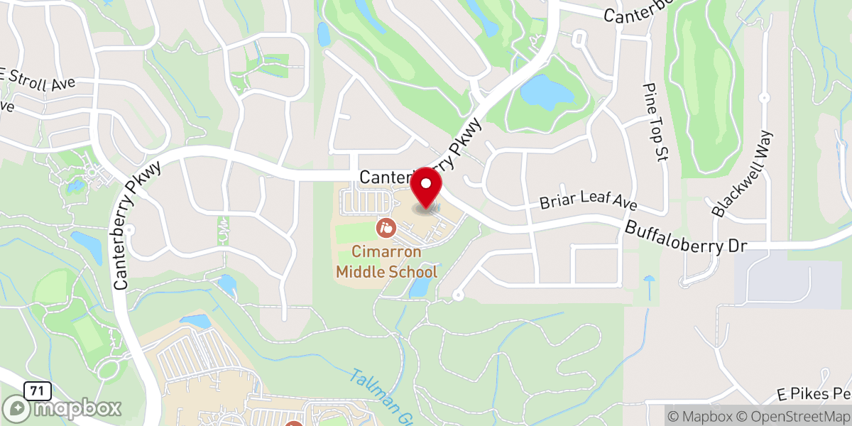 Map showing location of Center for Spiritual Living Parker