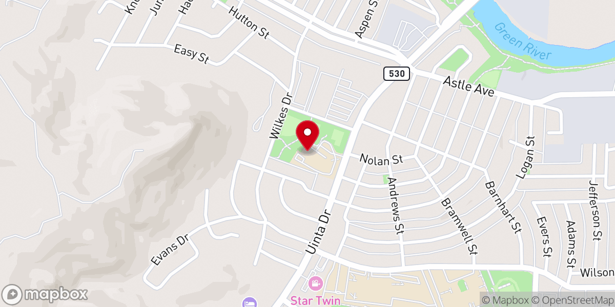 Map showing location of Green River Food Bank