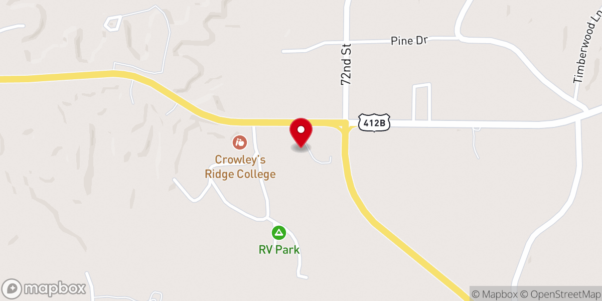 Map showing location of Hillcrest Church of Christ
