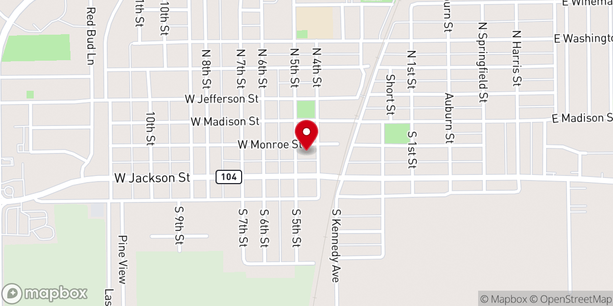 Map showing location of Auburn Church of the Nazarene
