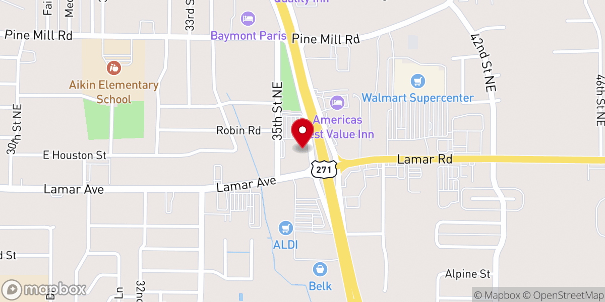 Map showing location of Lamar Avenue Church of Christ