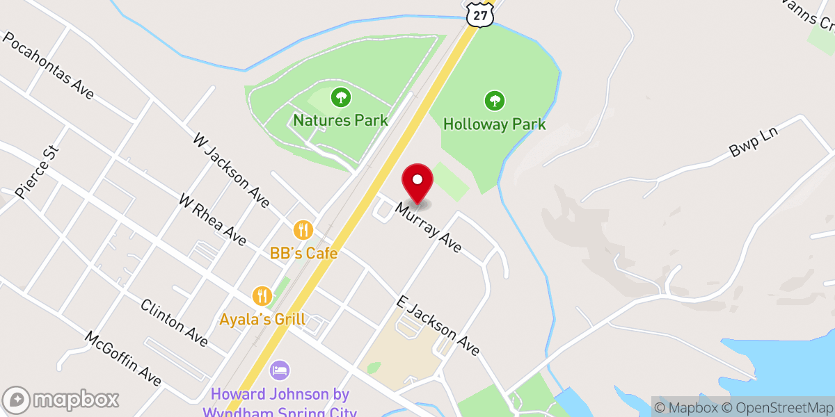 Map showing location of Four Square Church