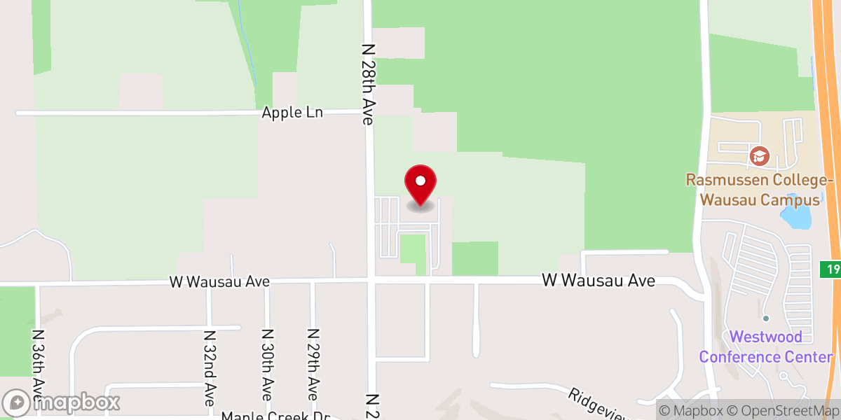 Map showing location of Highland Community Church Wausau Campus