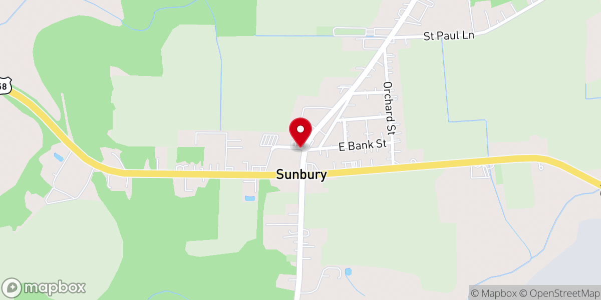 Map showing location of Calvary Baptist Church