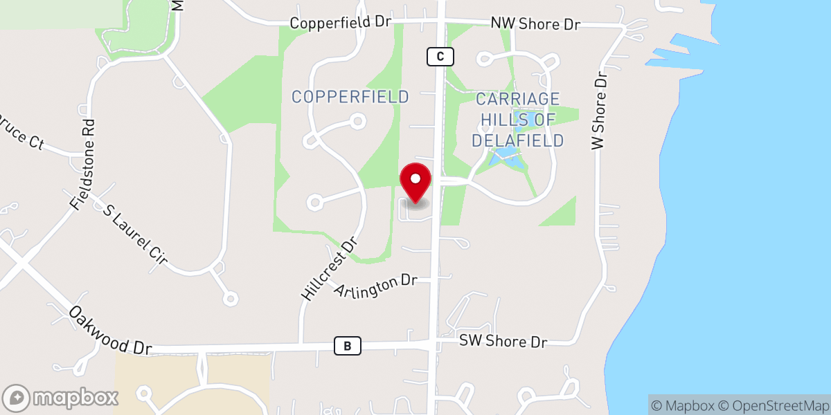 Map showing location of Delafield Presbyterian Church