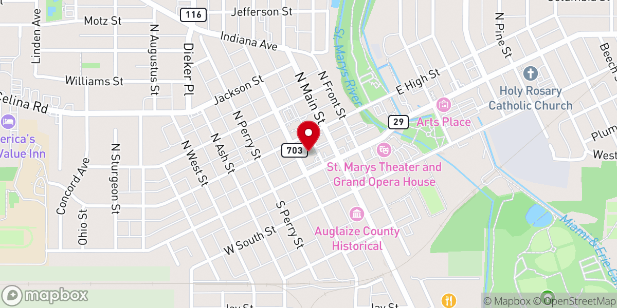 Map showing location of Wayne Street Church