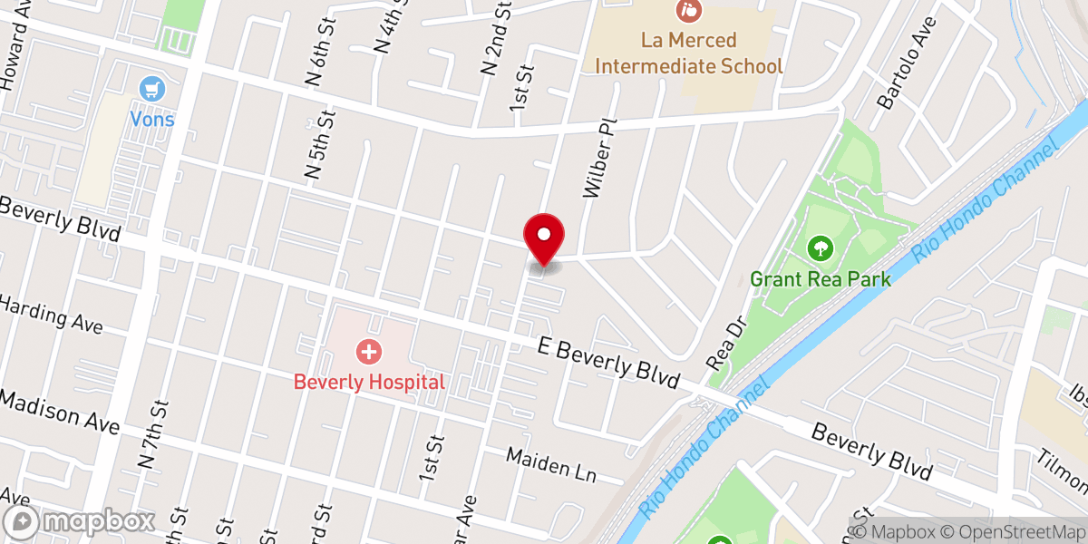 Map showing location of Montebello Church of Christ