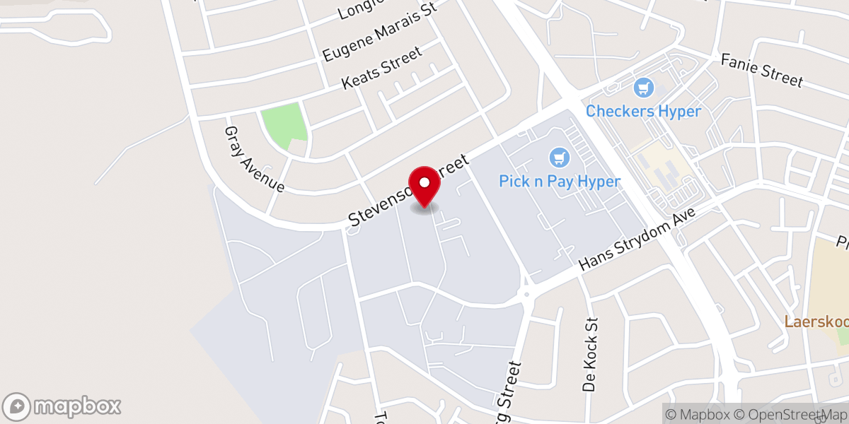 Map showing location of Impactors Church Witbank
