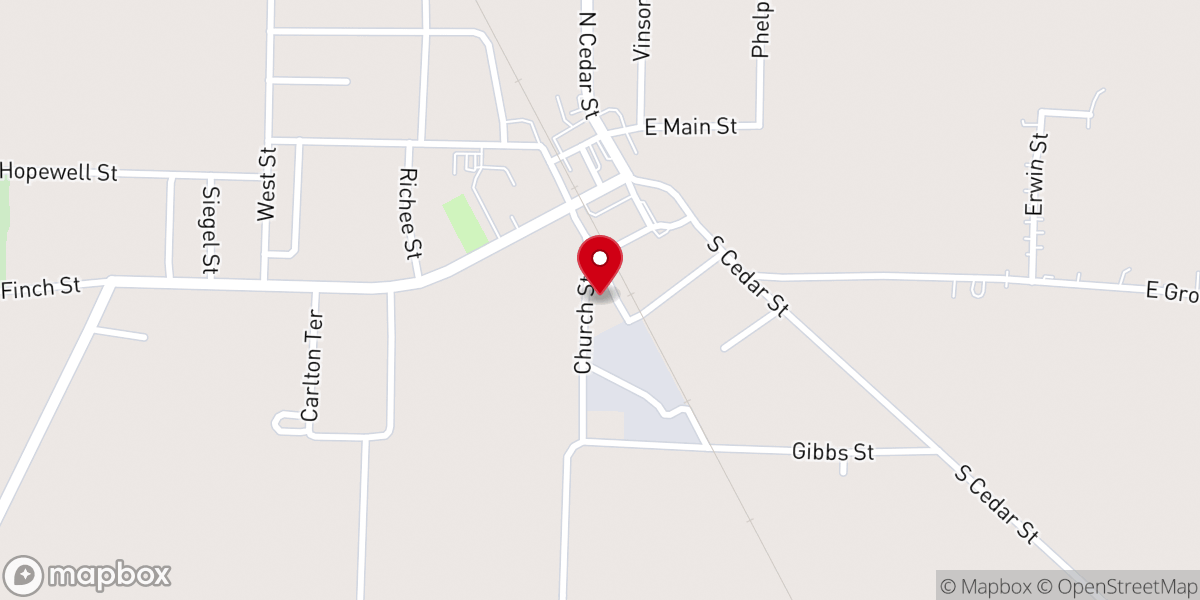 Map showing location of Gleason First United Methodist Church