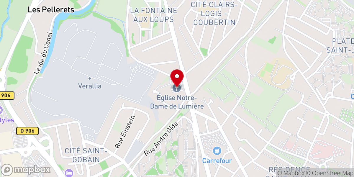 Map showing location of Église Notre Dame des Lumières