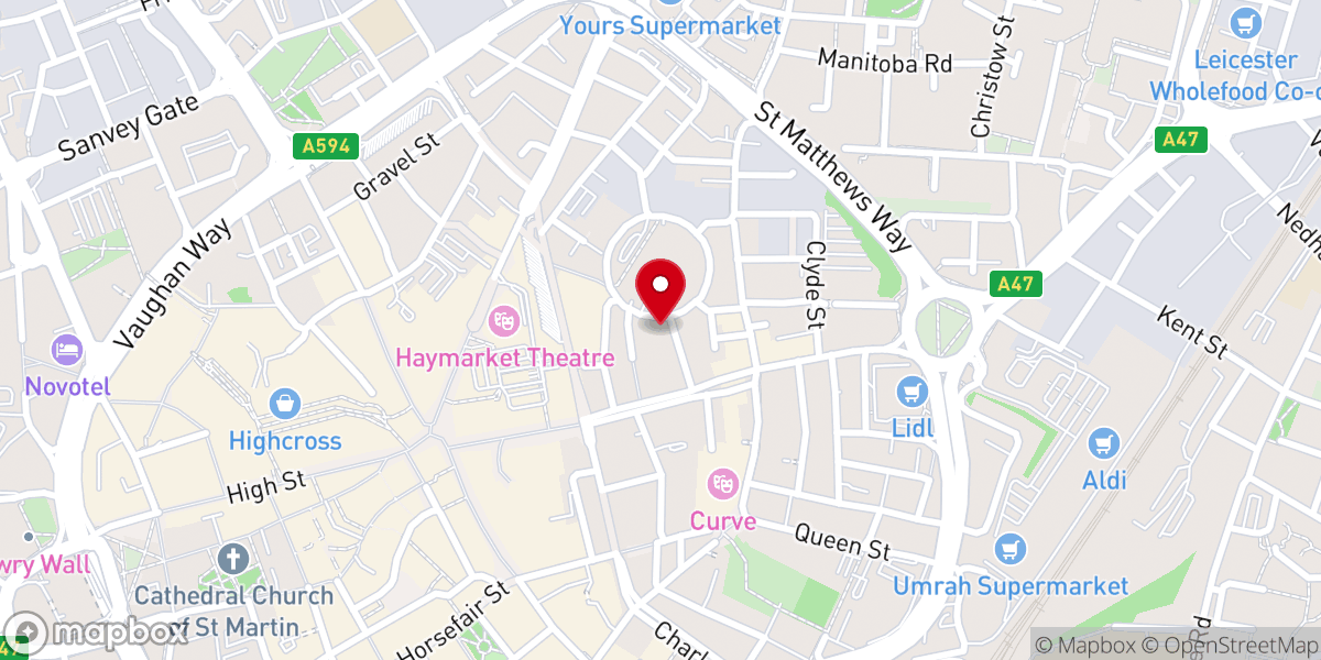 Map showing location of Leicester Progressive Spiritualist Church