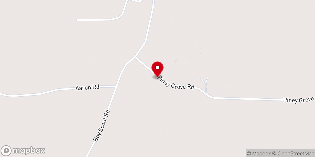 Map showing location of Piney Grove Baptist Church
