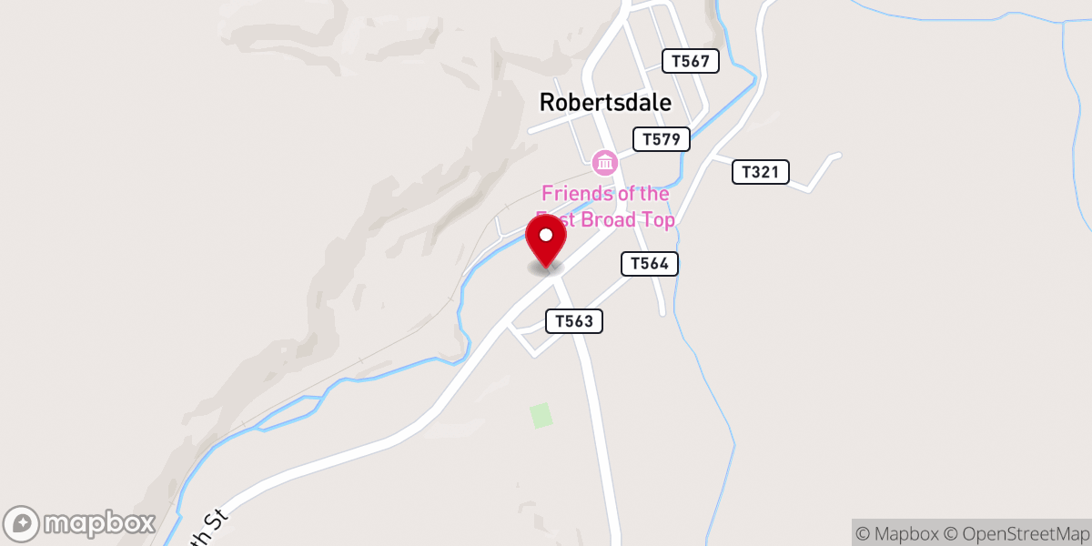 Map showing location of Broad Top Area Coal Miners Museum