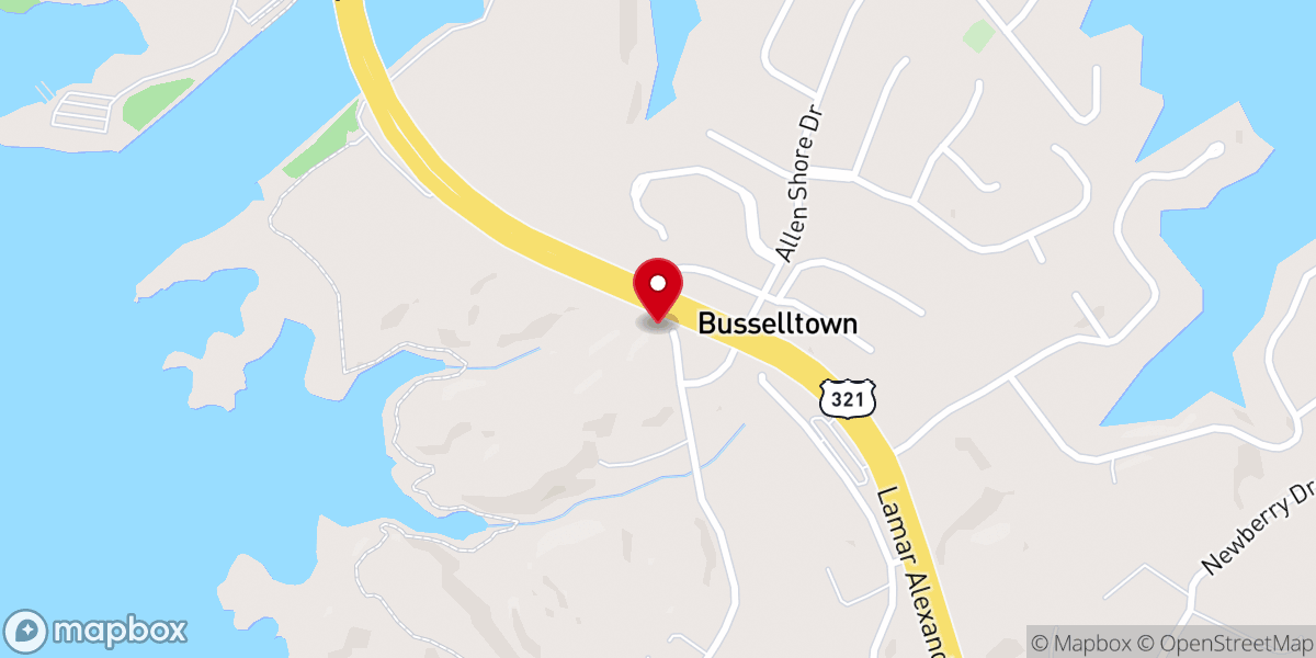 Map showing location of South Holston Baptist Church