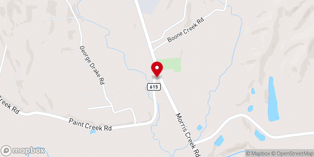 Map showing location of Morris Creek Church