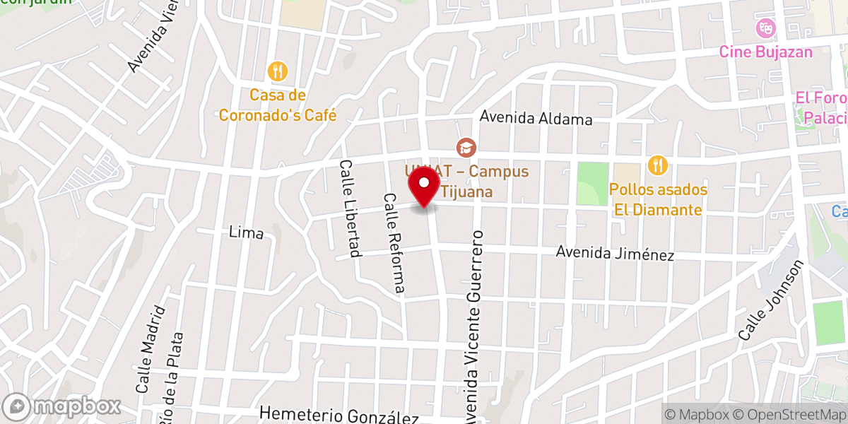 Map showing location of Iglesia Bautista el Calvario