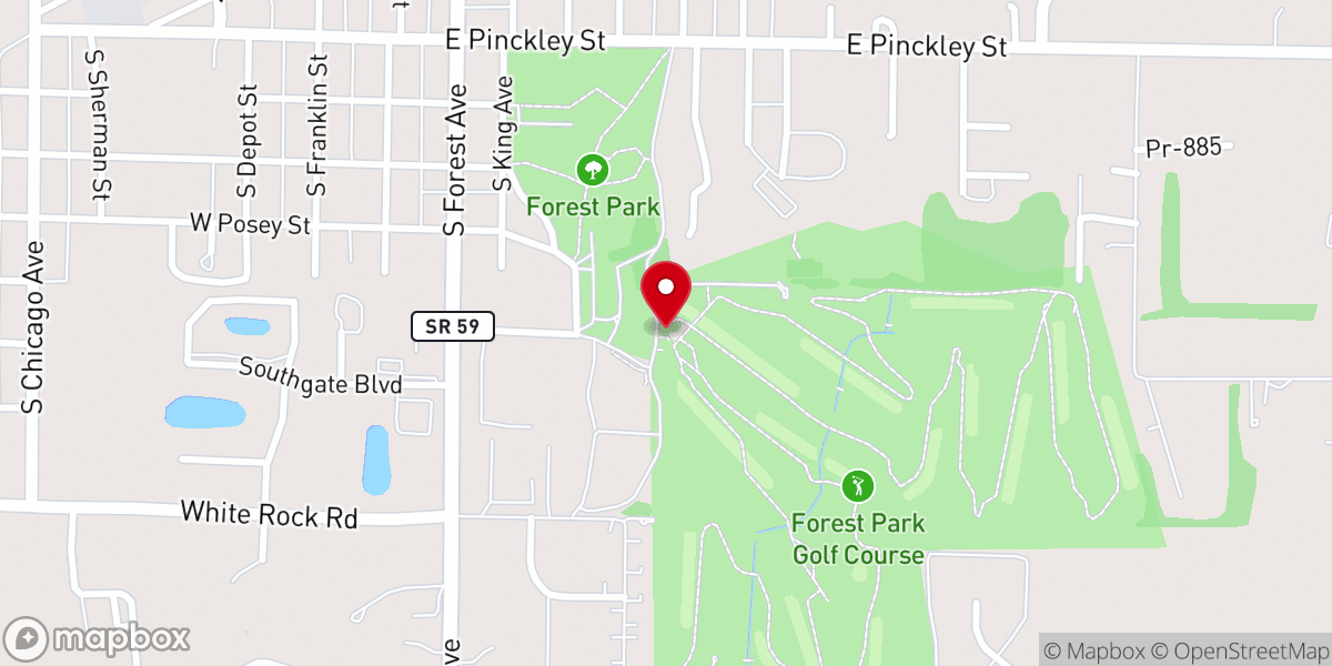 Map showing location of Forest Park Golf Course