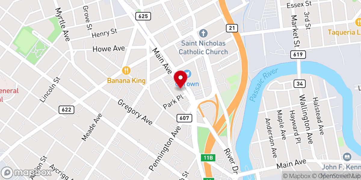 Map showing location of Primera Iglesia Metodista Libre De Passaic